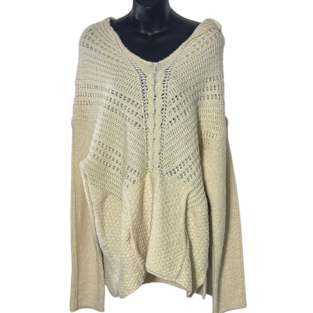 Rip curl women’s knit oversized pullover open knit chunky hoodie cozy soft new